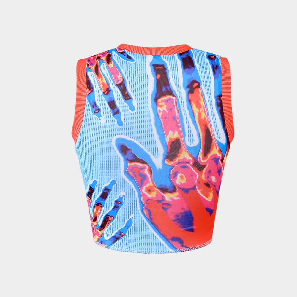 Abstract Printed Sleeveless Tops