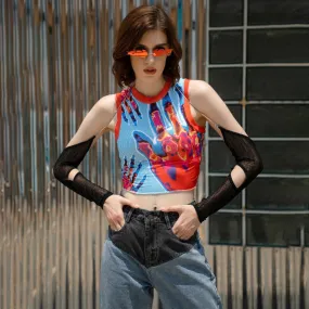 Abstract Printed Sleeveless Tops