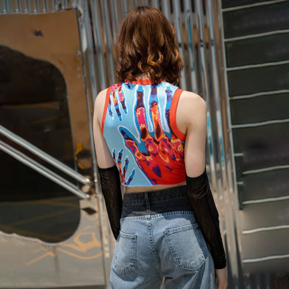 Abstract Printed Sleeveless Tops