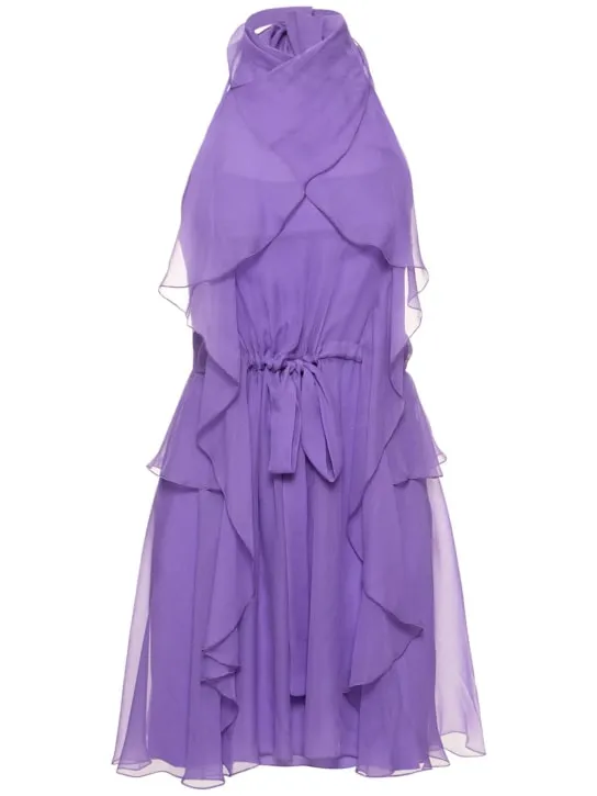 Alberta Ferretti   Draped silk chiffon mini halter dress 