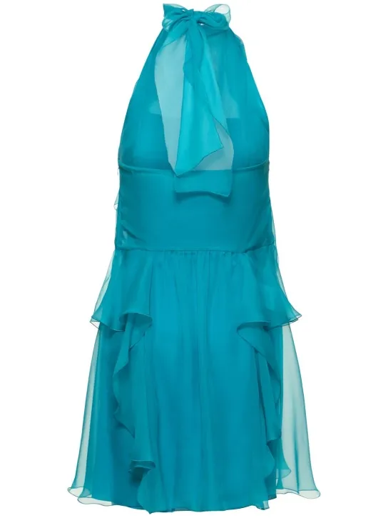 Alberta Ferretti   Draped silk chiffon mini halter dress 