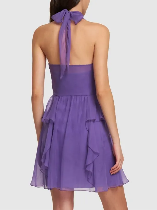 Alberta Ferretti   Draped silk chiffon mini halter dress 