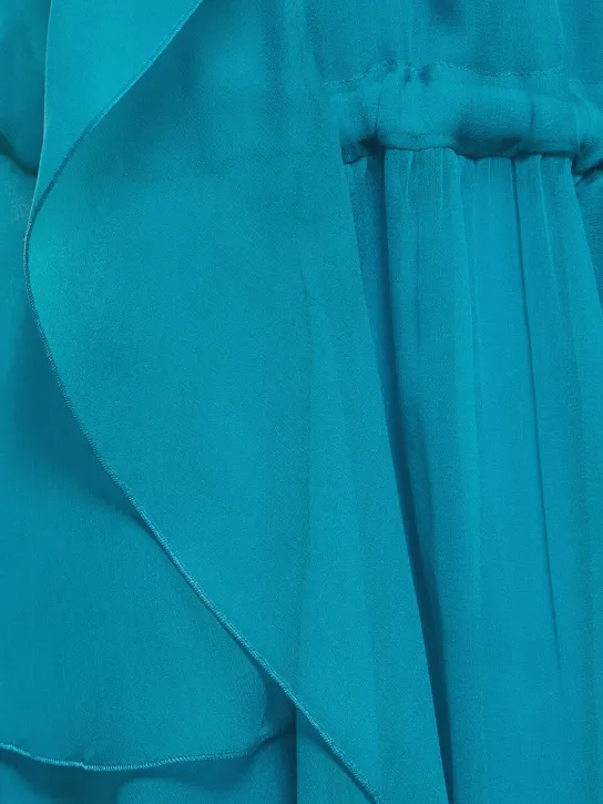 Alberta Ferretti   Draped silk chiffon mini halter dress 