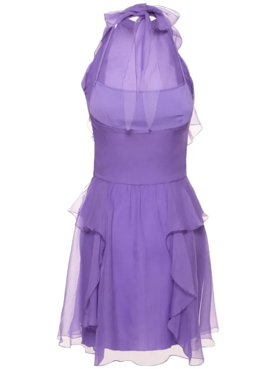 Alberta Ferretti   Draped silk chiffon mini halter dress 