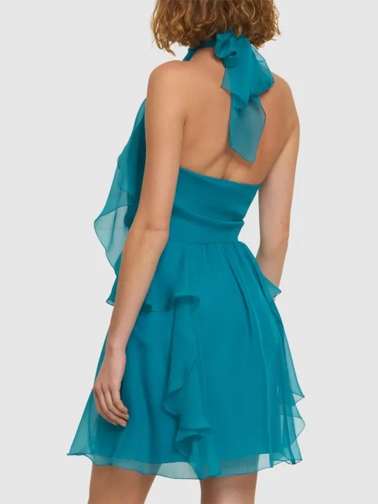 Alberta Ferretti   Draped silk chiffon mini halter dress 