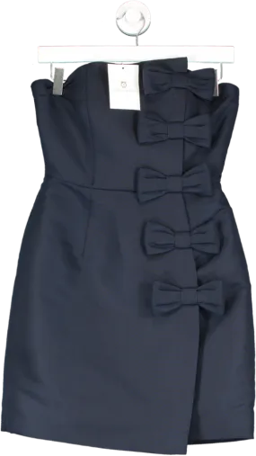 ALEXIA MARÍA Blue Daniela Silk Faille Mini Dress Navy UK 6