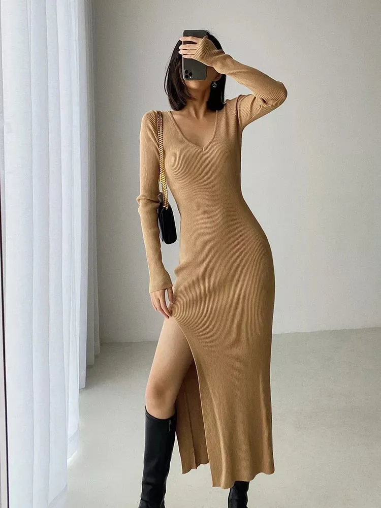 Alvise Knit Midi Slit Dress