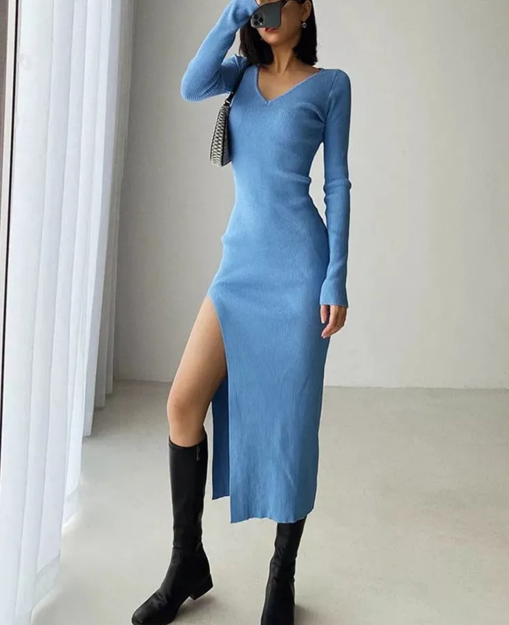 Alvise Knit Midi Slit Dress