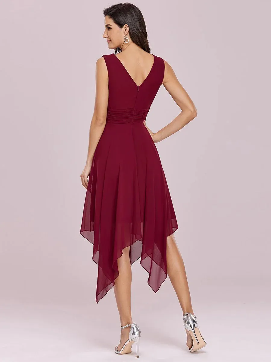 Asymmetrical Hem Knee Length Plus Size Bridesmaid Dress