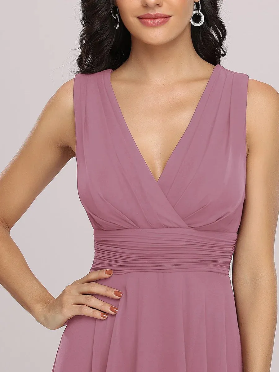 Asymmetrical Hem Knee Length Plus Size Bridesmaid Dress