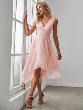 Asymmetrical Hem Knee Length Plus Size Bridesmaid Dress