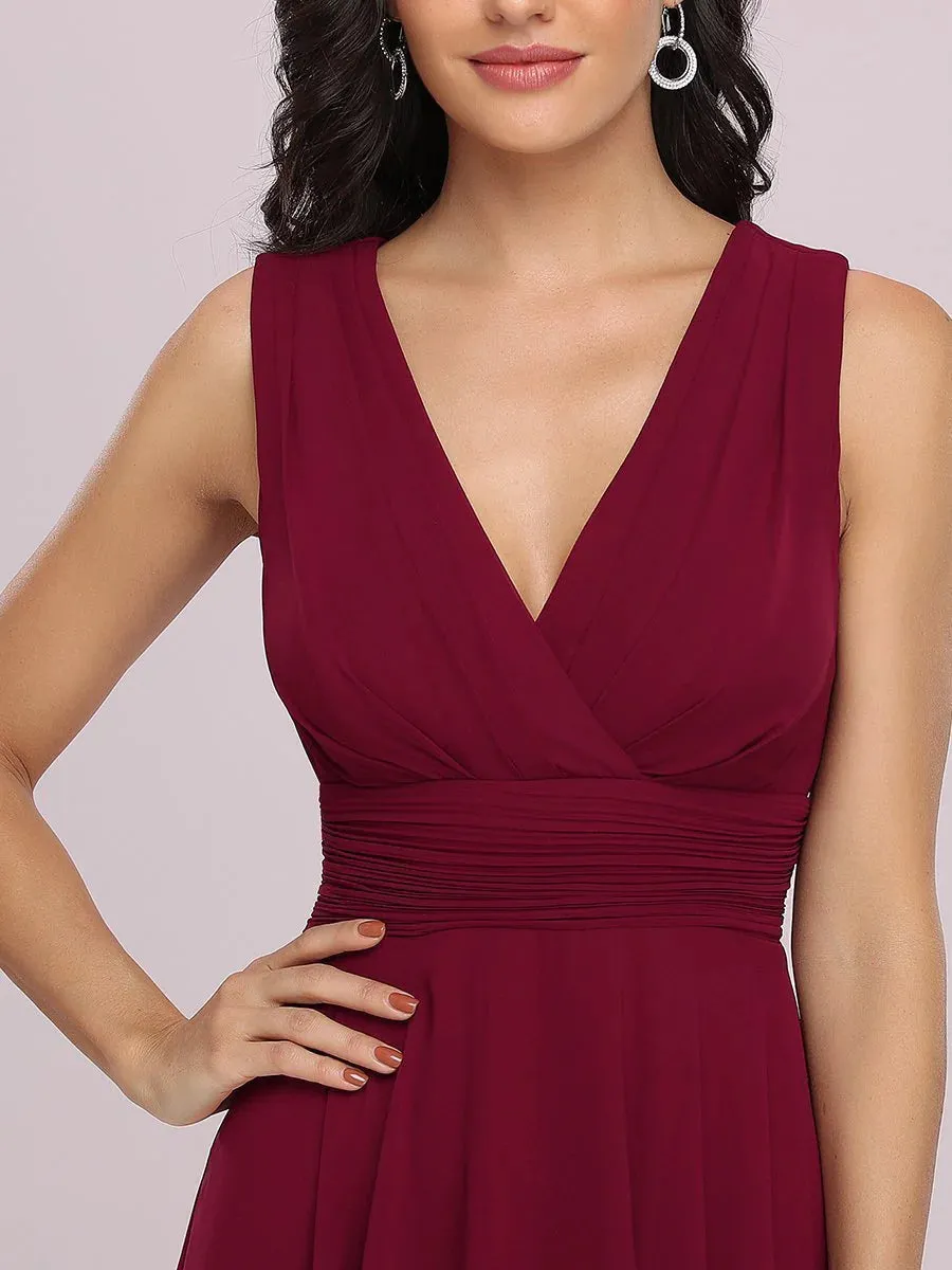 Asymmetrical Hem Knee Length Plus Size Bridesmaid Dress