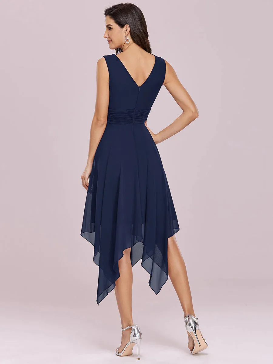 Asymmetrical Hem Knee Length Plus Size Bridesmaid Dress