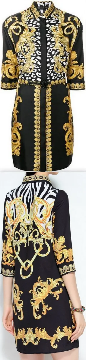 Baroque Signature Print Shirt Dress