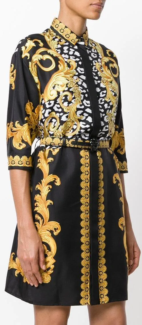 Baroque Signature Print Shirt Dress