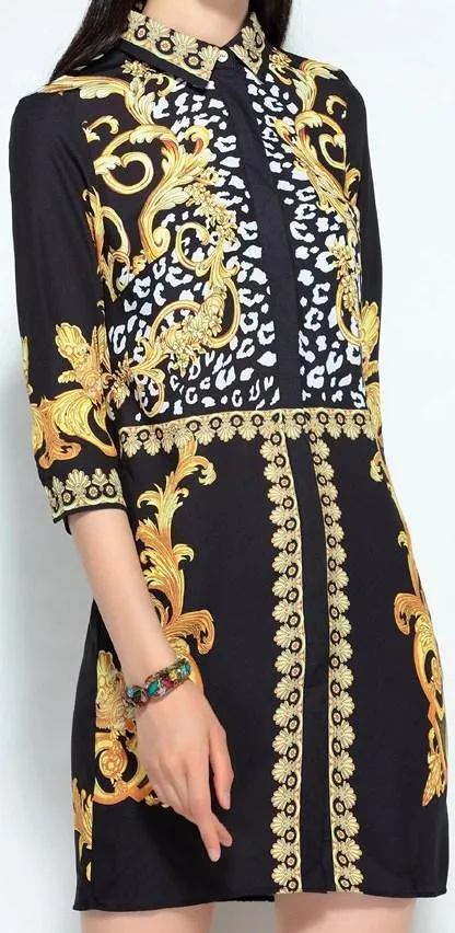 Baroque Signature Print Shirt Dress