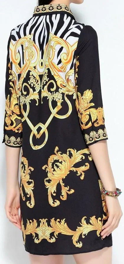 Baroque Signature Print Shirt Dress