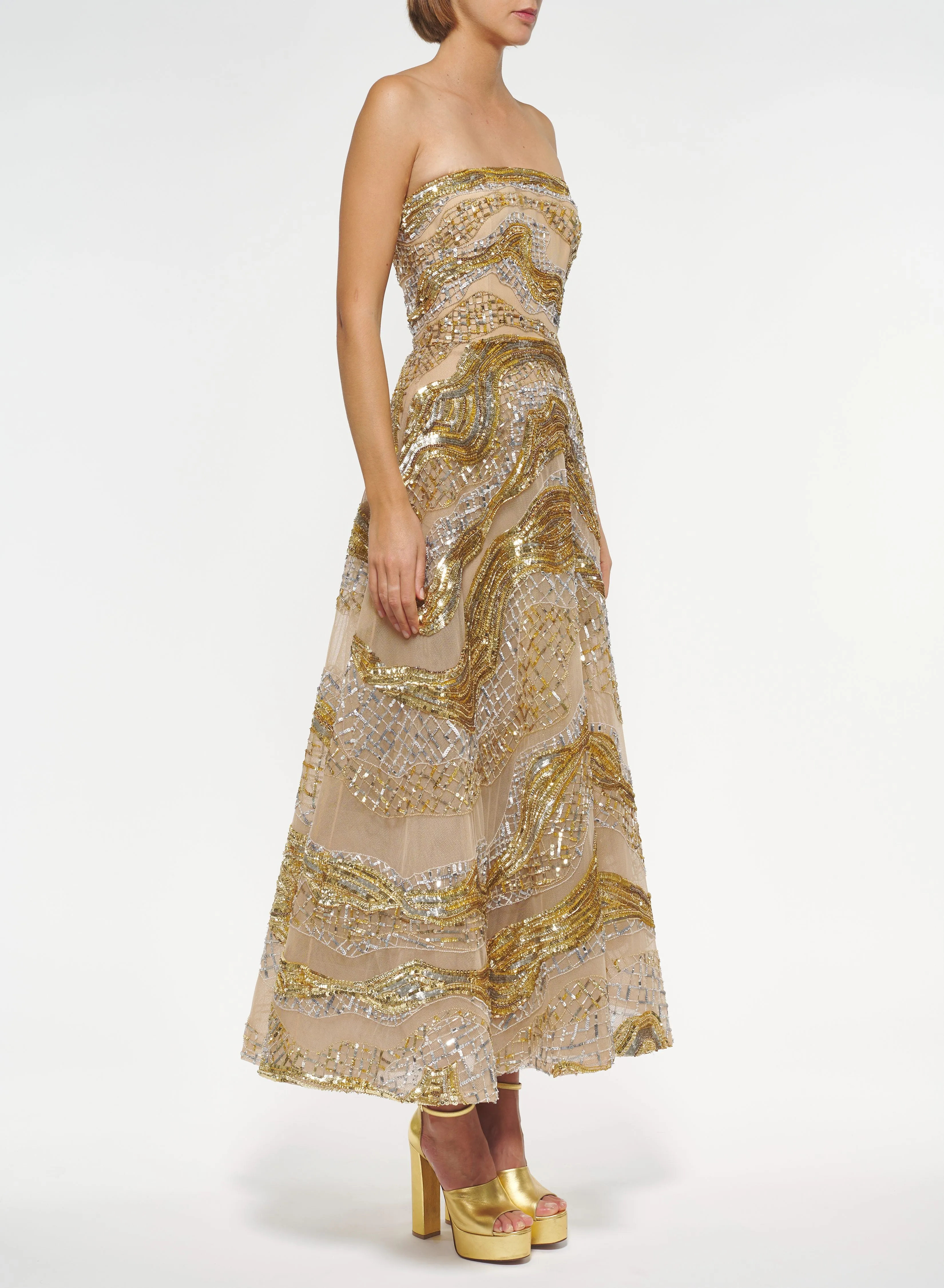 Bead Embroidered Midi Dress