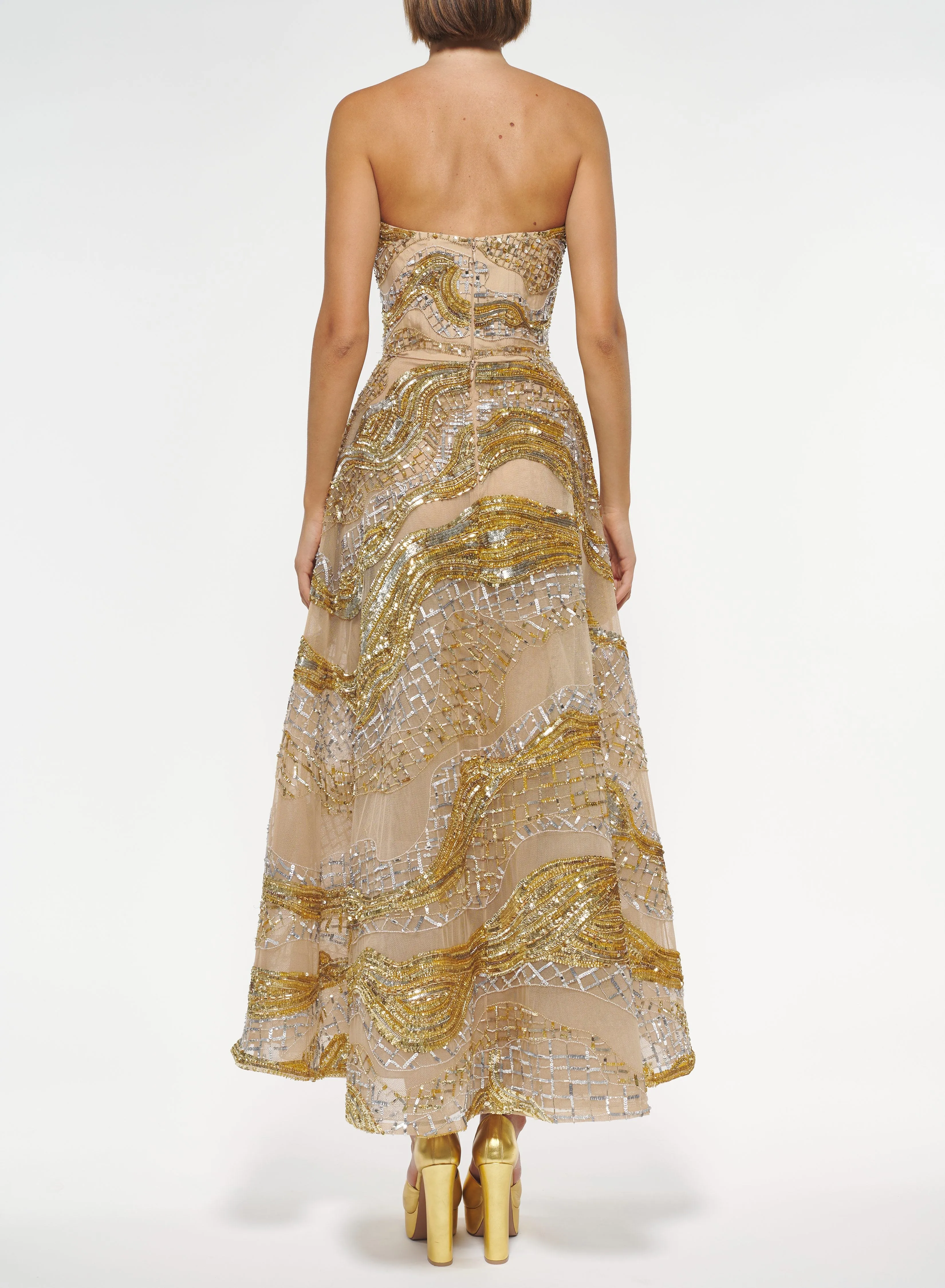 Bead Embroidered Midi Dress