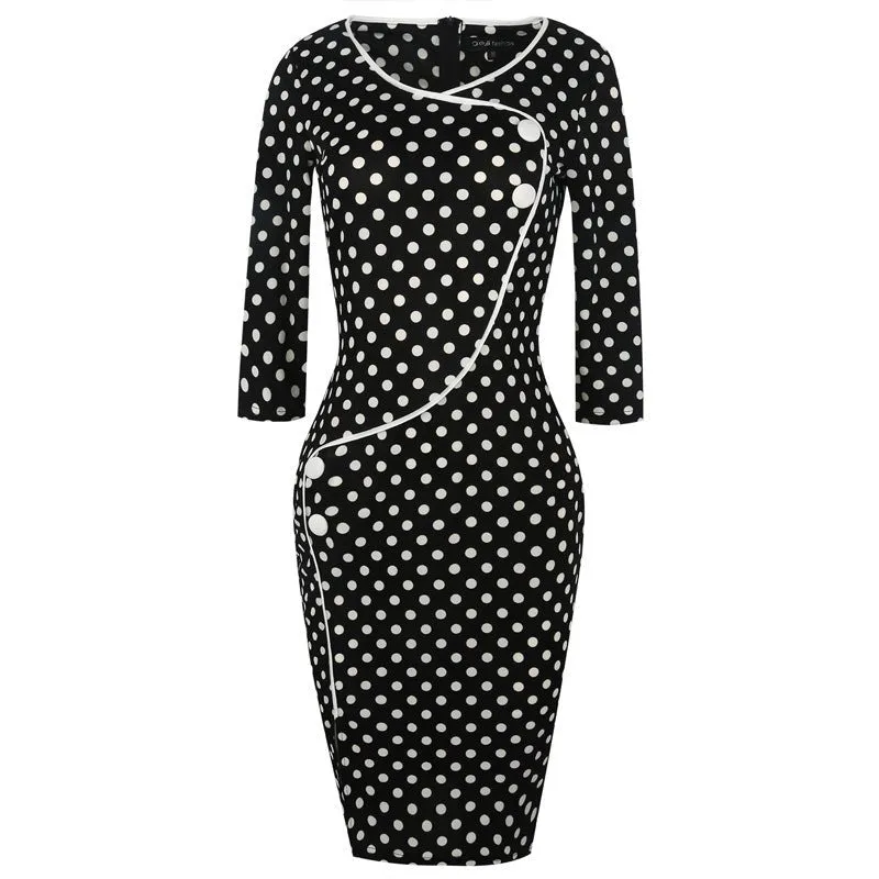 Black & White Polka Dot Asymmetrical Dress