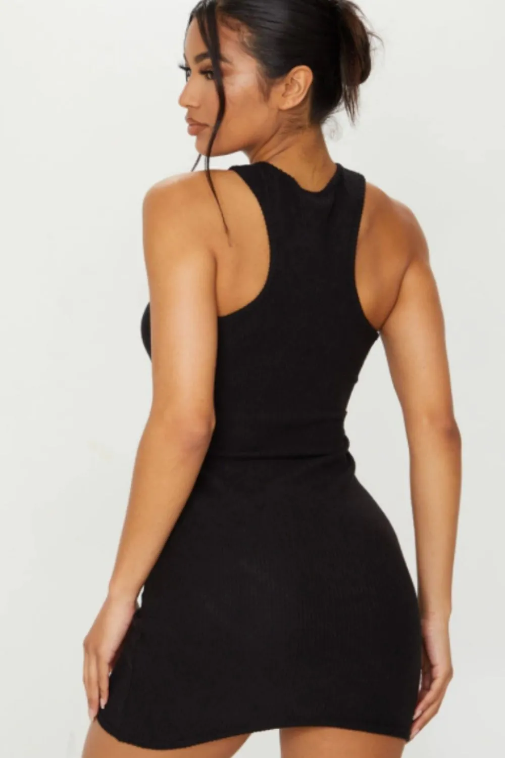 Black Halter Neck Mini Sleeveless Dress