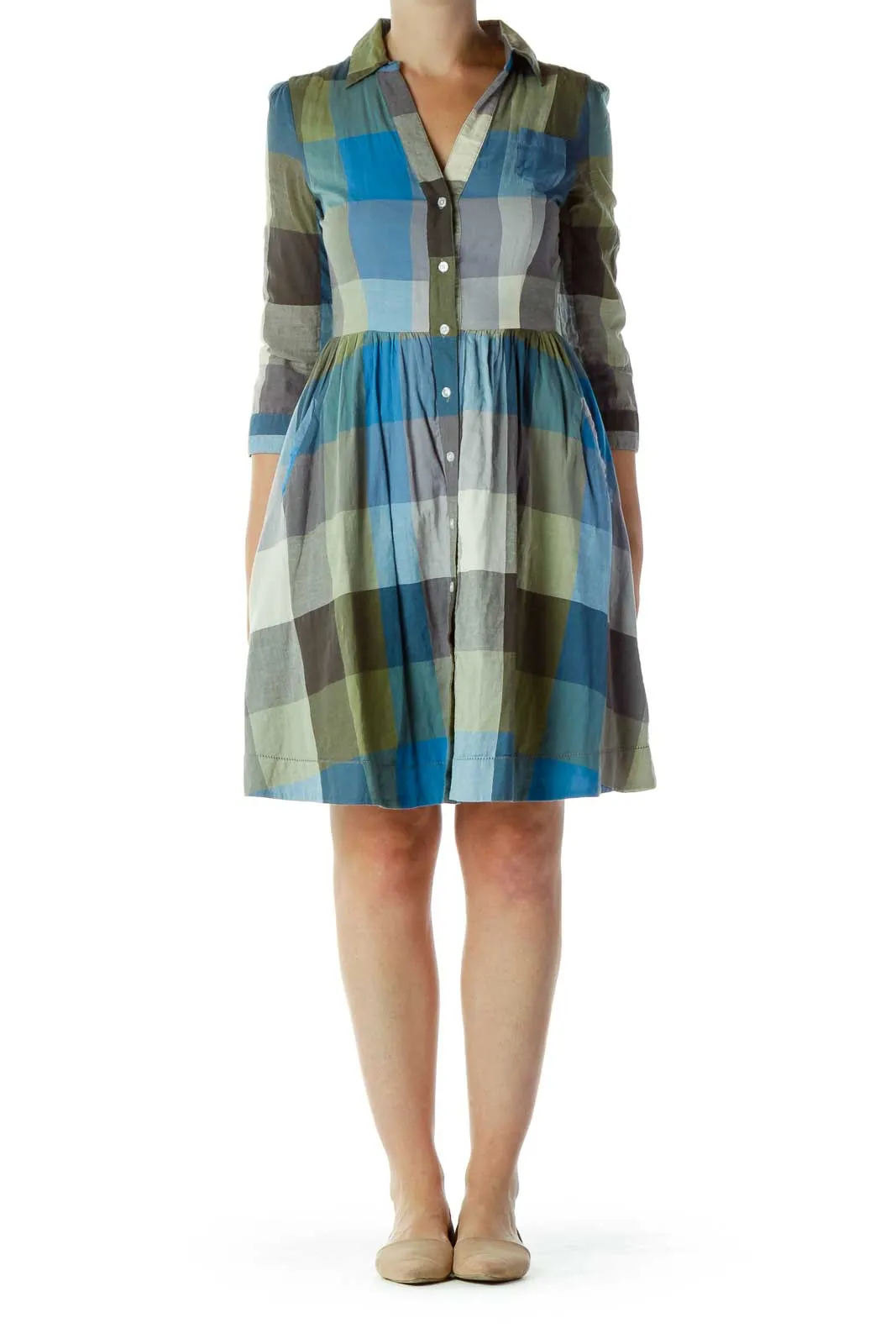 Blue & Green Gingham Dress