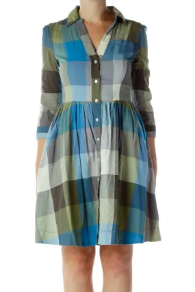 Blue & Green Gingham Dress