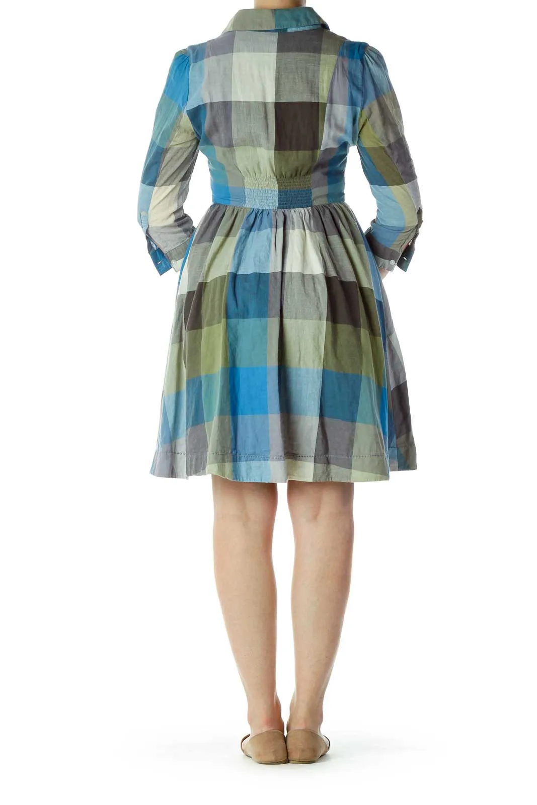 Blue & Green Gingham Dress