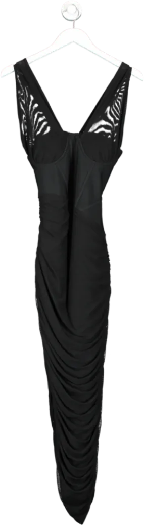 boohoo Black Bandage Ruched Body Maxi Dress UK 14