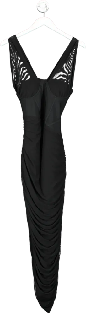 boohoo Black Bandage Ruched Body Maxi Dress UK 14
