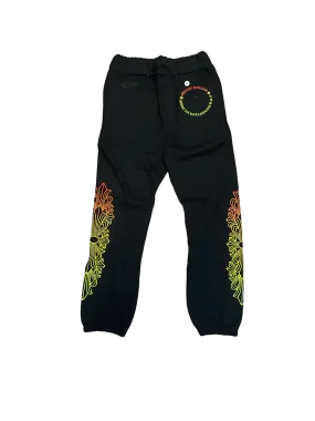 CHROME HEARTS MULTI COLOR HORSE SHOE FLORAL SWEATPANTS BLACK