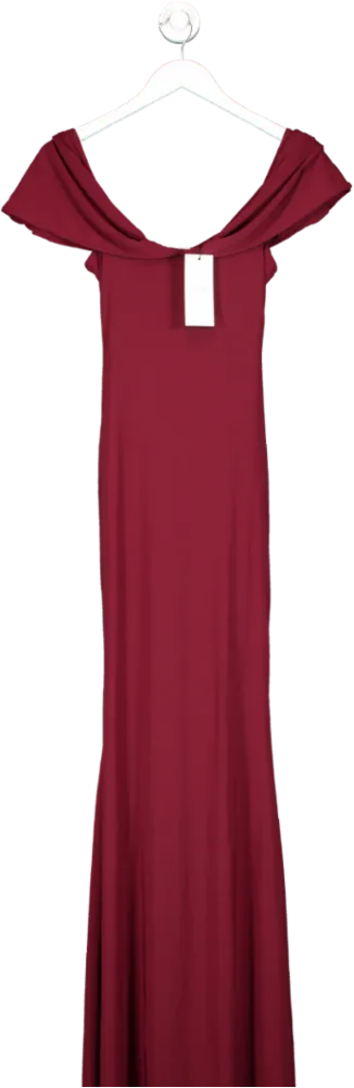 Club L Red Gabrielle Bardot Neckline With Drape Sleeves Maxi Dress UK 6