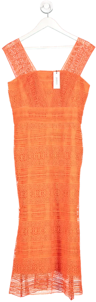 Coast Orange Lace Pencil Dress With Flared Hem BNWT UK 10