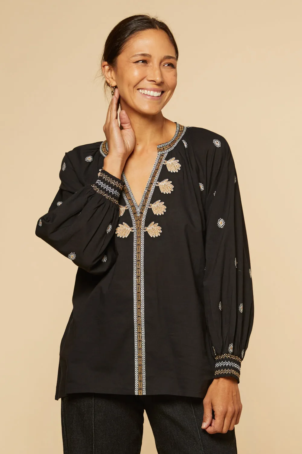 Danny Embroidered Top in Sanctuary
