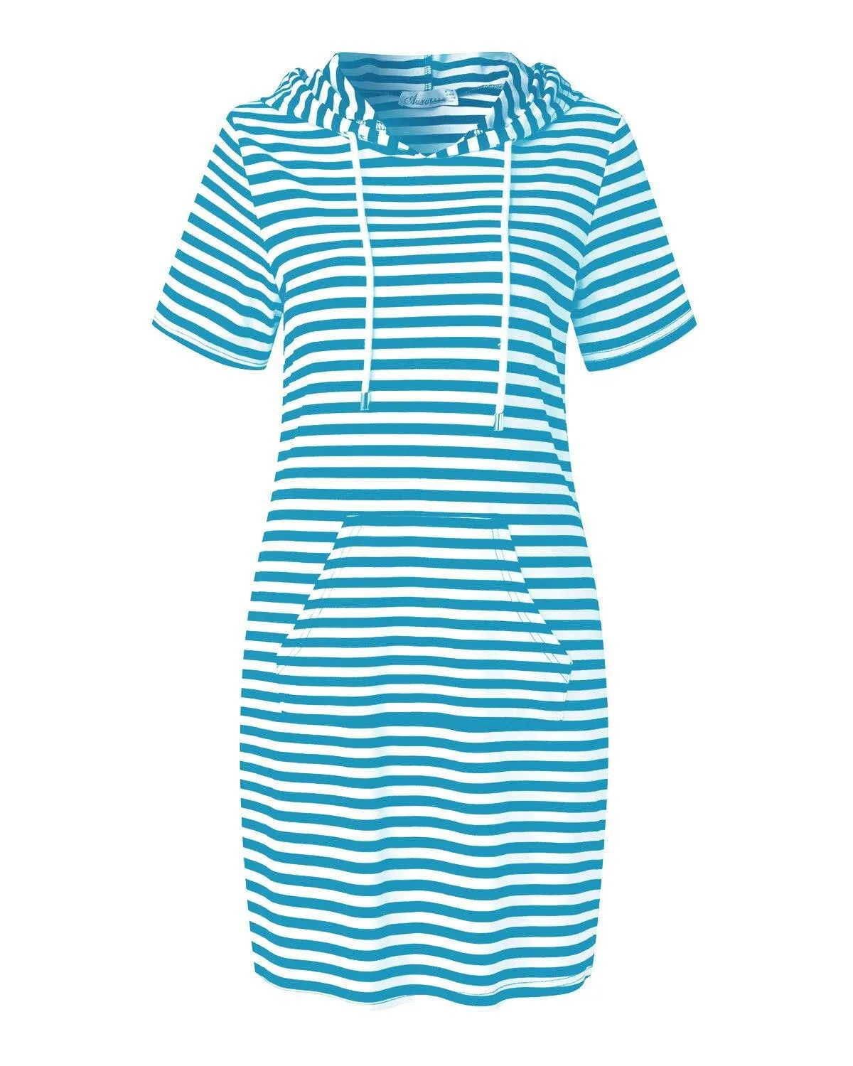 deanwangkt Striped Drawstring Short Sleeve Casual Shirt Pocket Dress