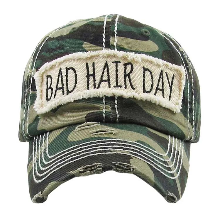 Distressed Bad Hair Day Baseball Cap Trucker Hat