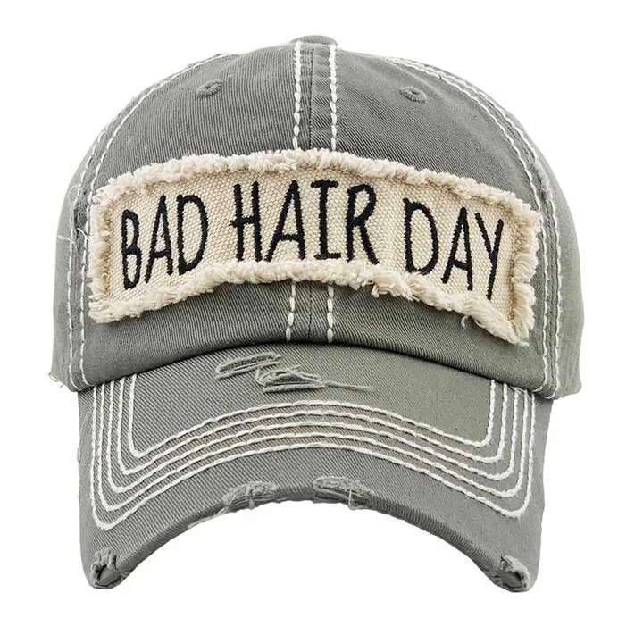 Distressed Bad Hair Day Baseball Cap Trucker Hat