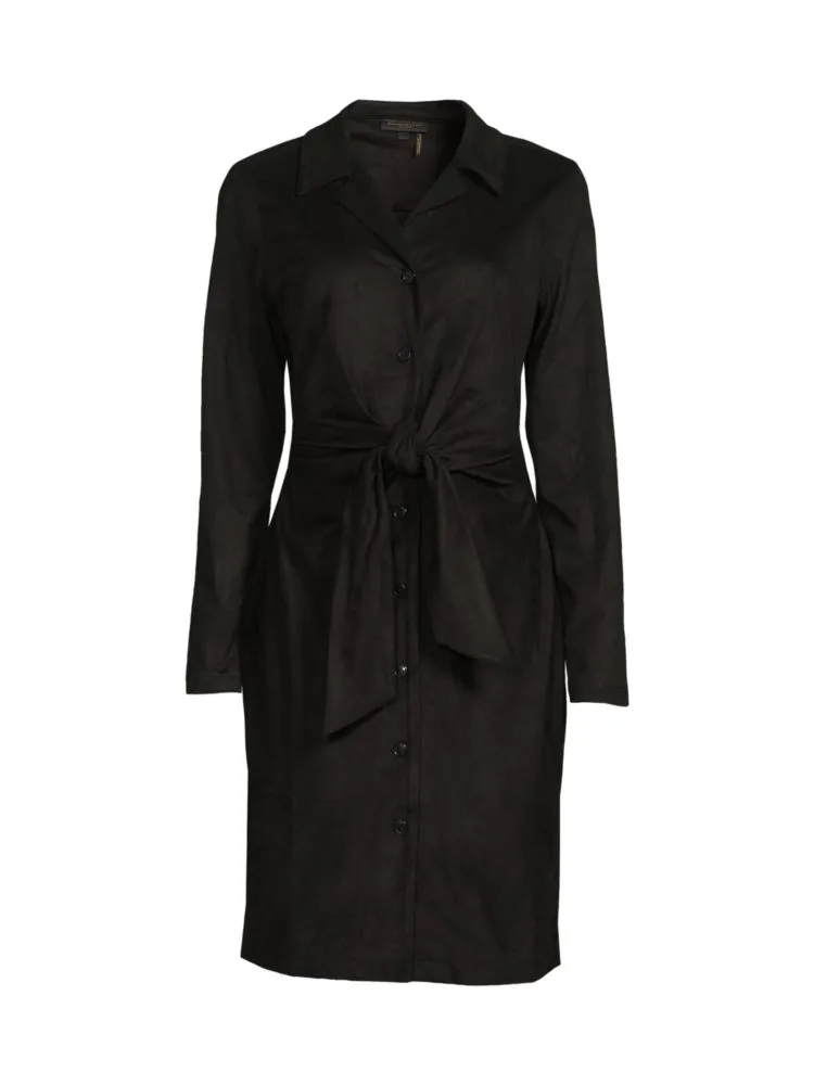 Donna Karan Tie Front Shirt Dress in Mulberry