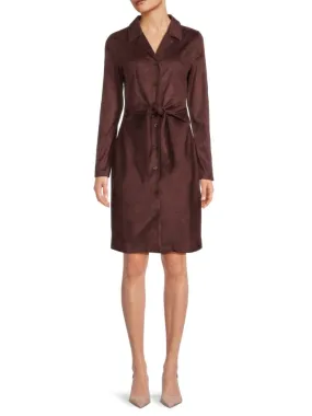 Donna Karan Tie Front Shirt Dress in Mulberry