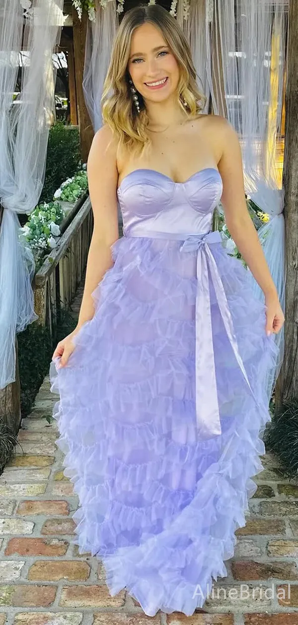 Elegant Sweatheart Strapless A-line Long Prom Dress,PD37974