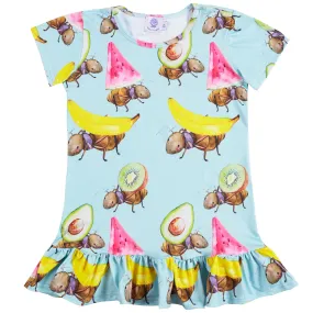 Fruit Ants Short Sleeve Frill Dress
