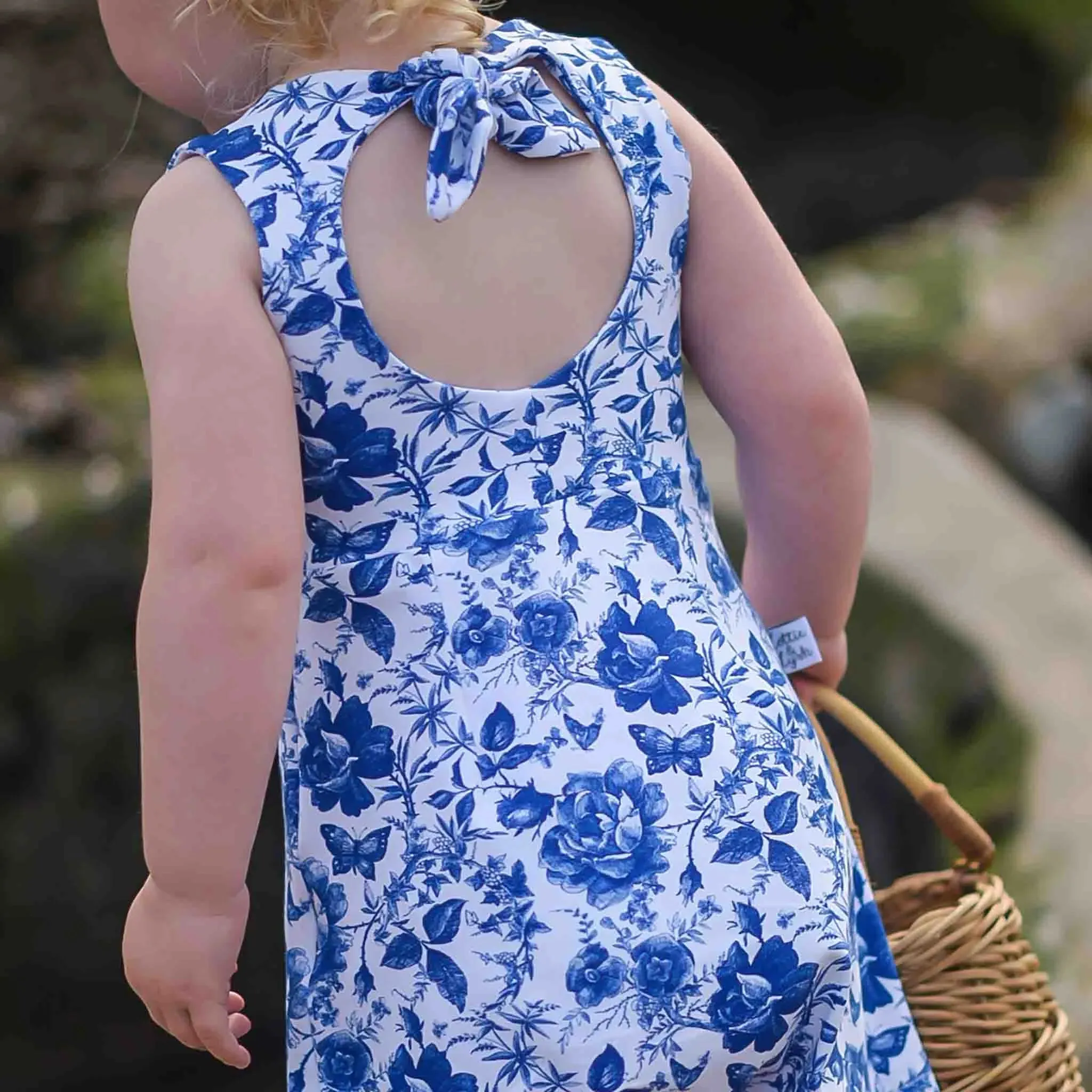 Girl's English Blue Bow Back Playsuit | Floral