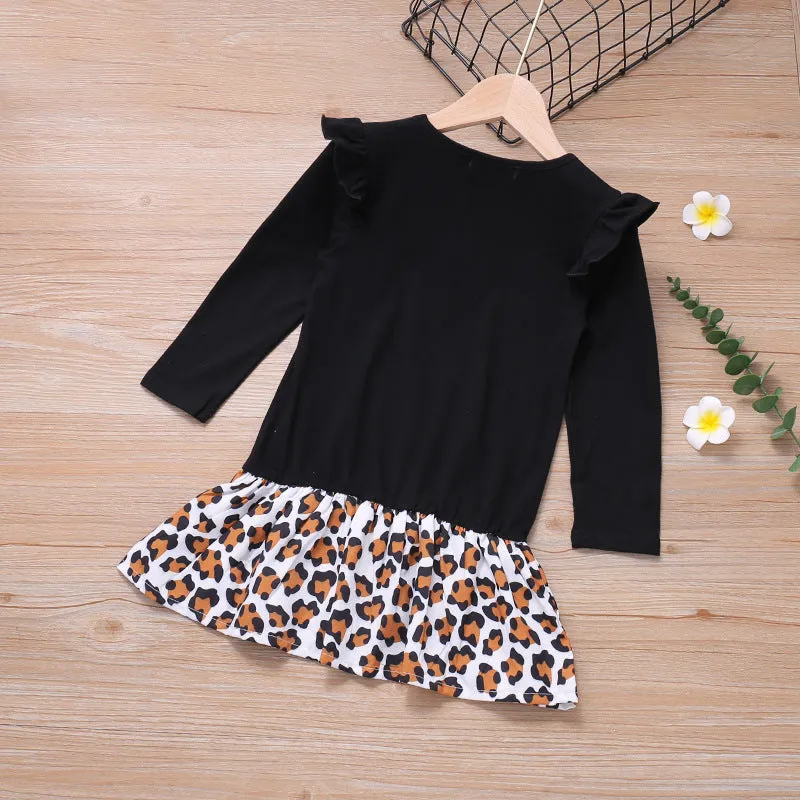 Girls Full Sleeve Little Cat Print Dress