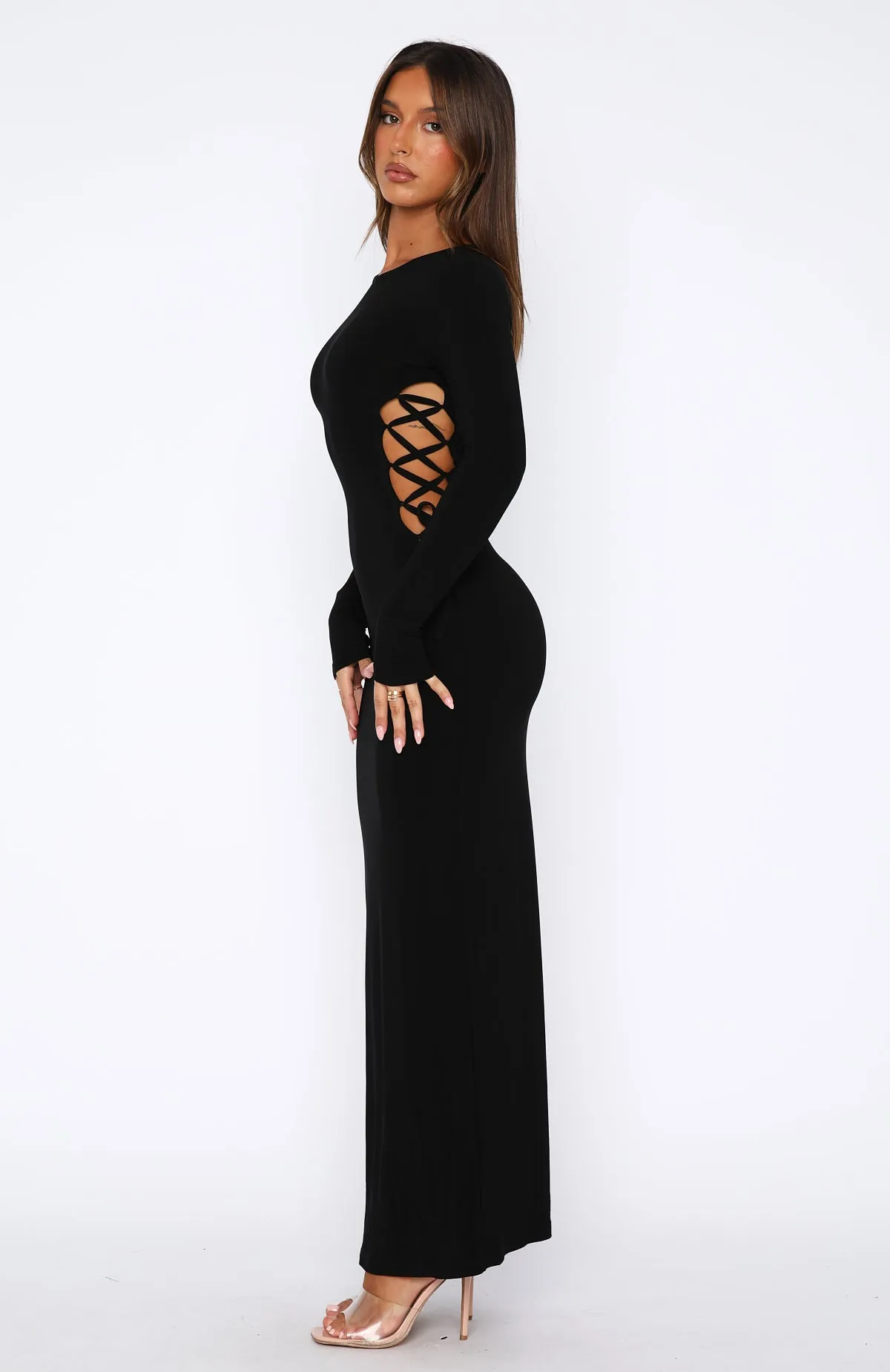 Gone At Last Long Sleeve Maxi Dress Black