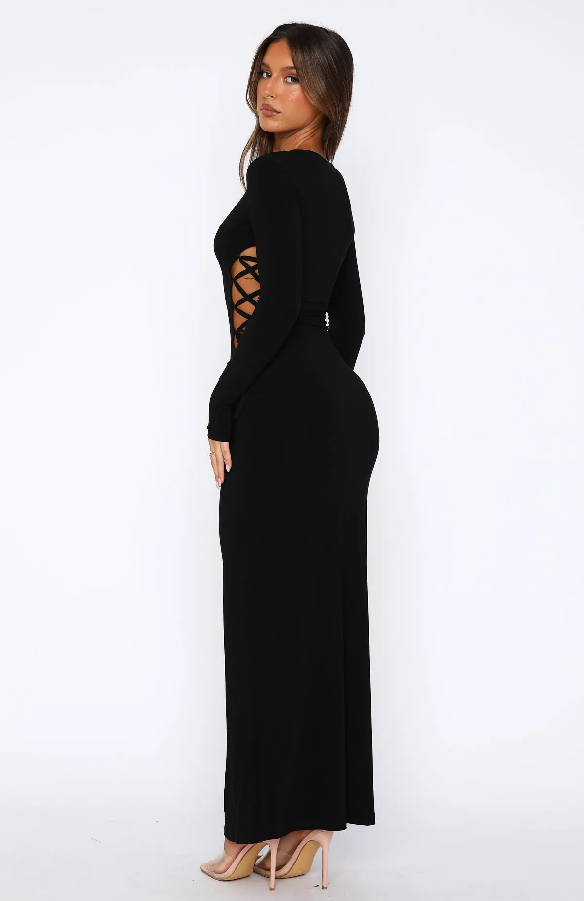 Gone At Last Long Sleeve Maxi Dress Black