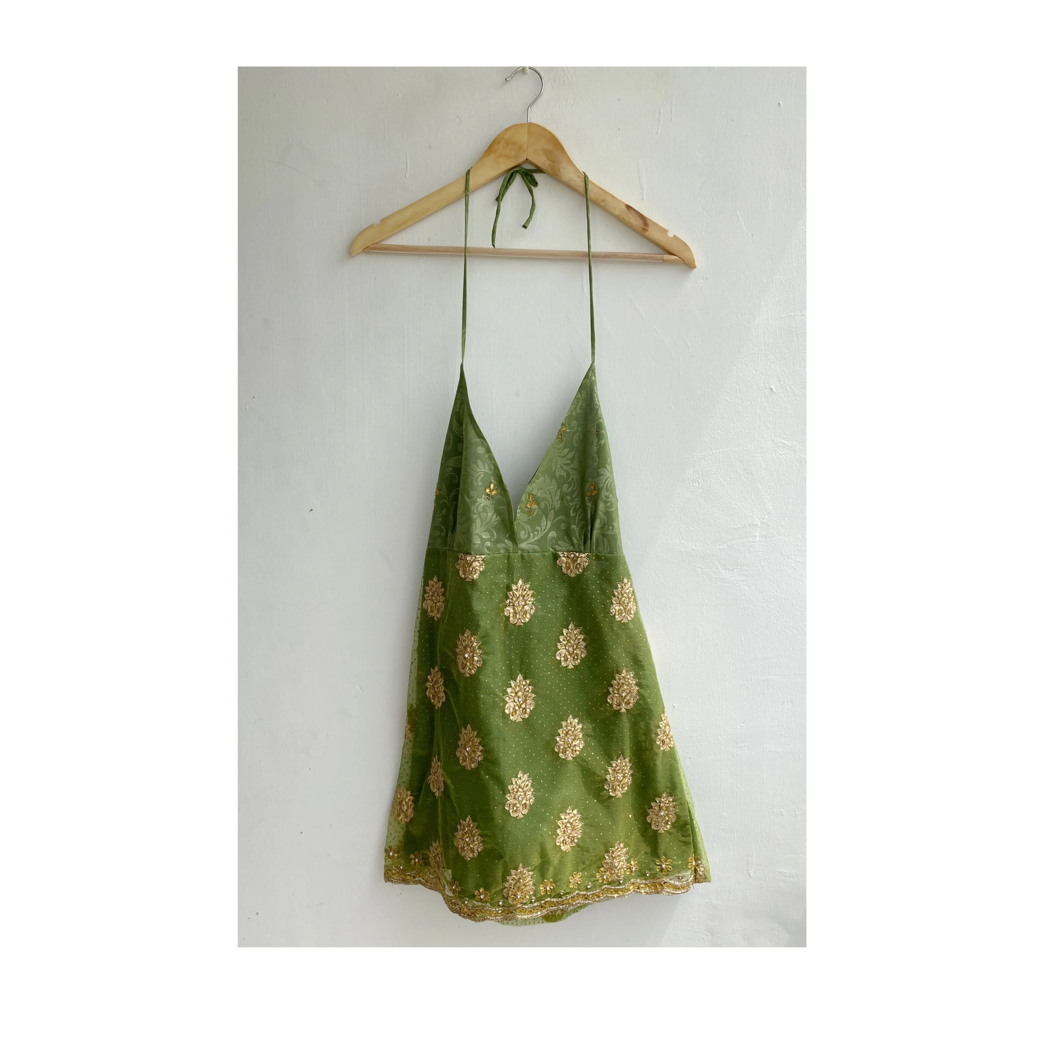Green vintage motif dress