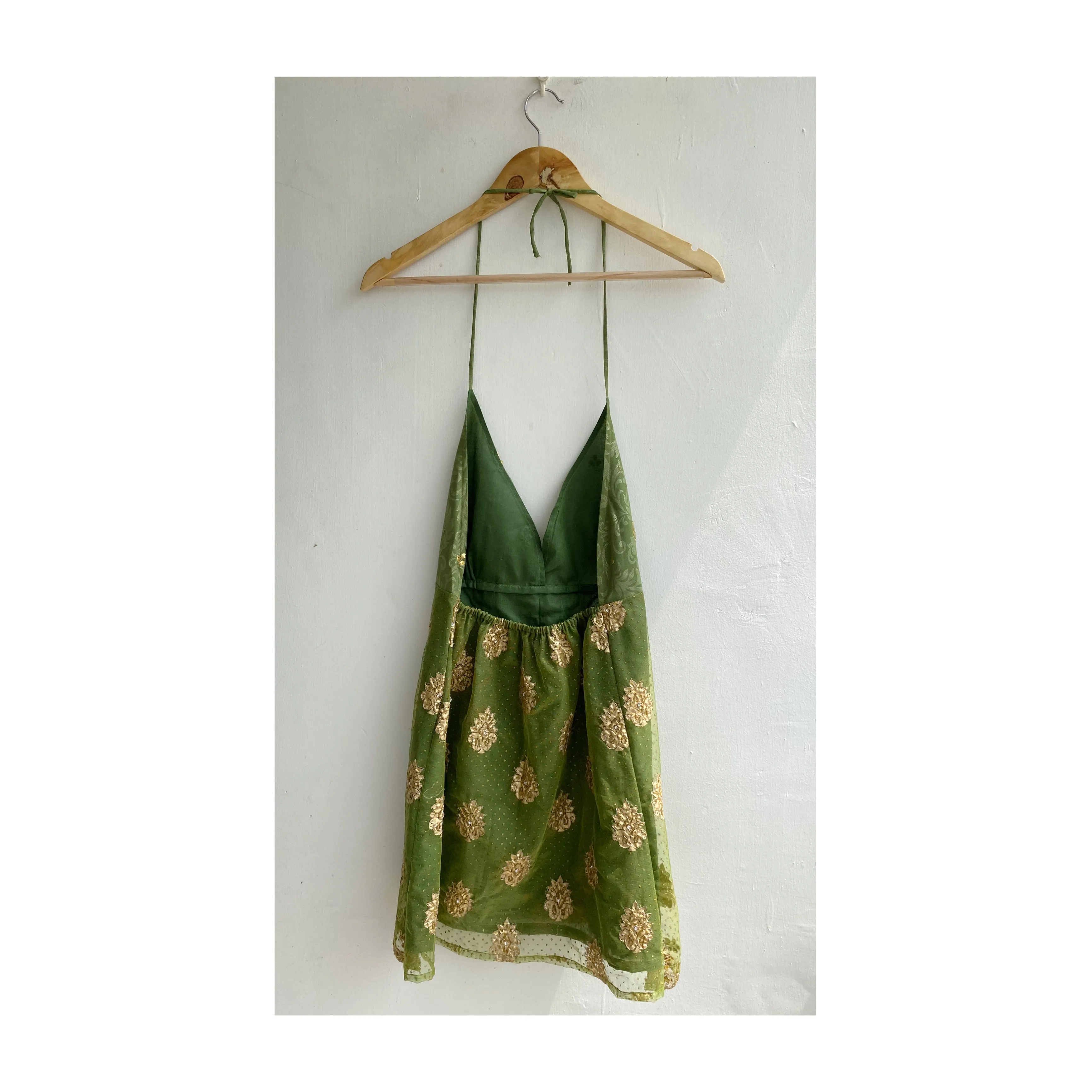 Green vintage motif dress
