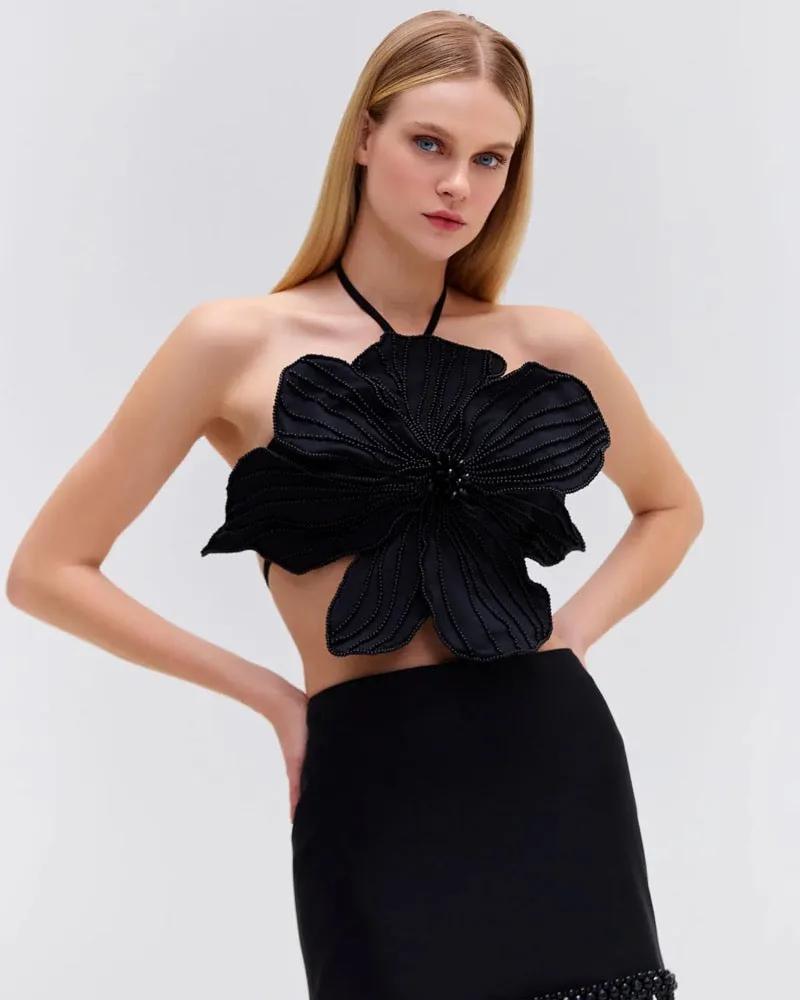 Hand Beaded Flower Top W