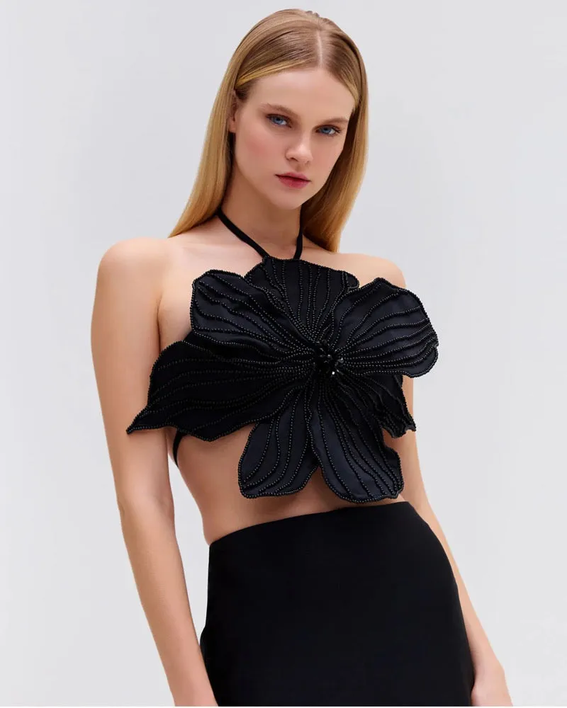 Hand Beaded Flower Top W