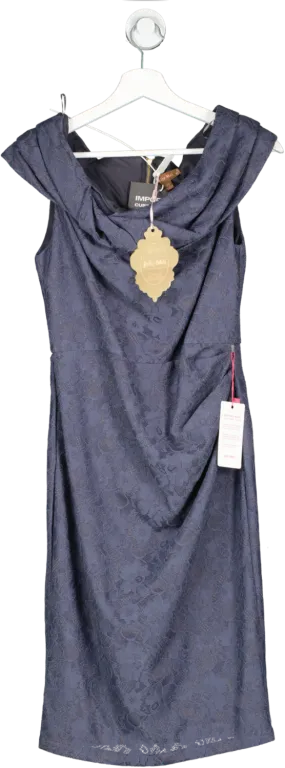 Jolie Moi Grey Bardot Neckline Lace Shift Dress UK 12